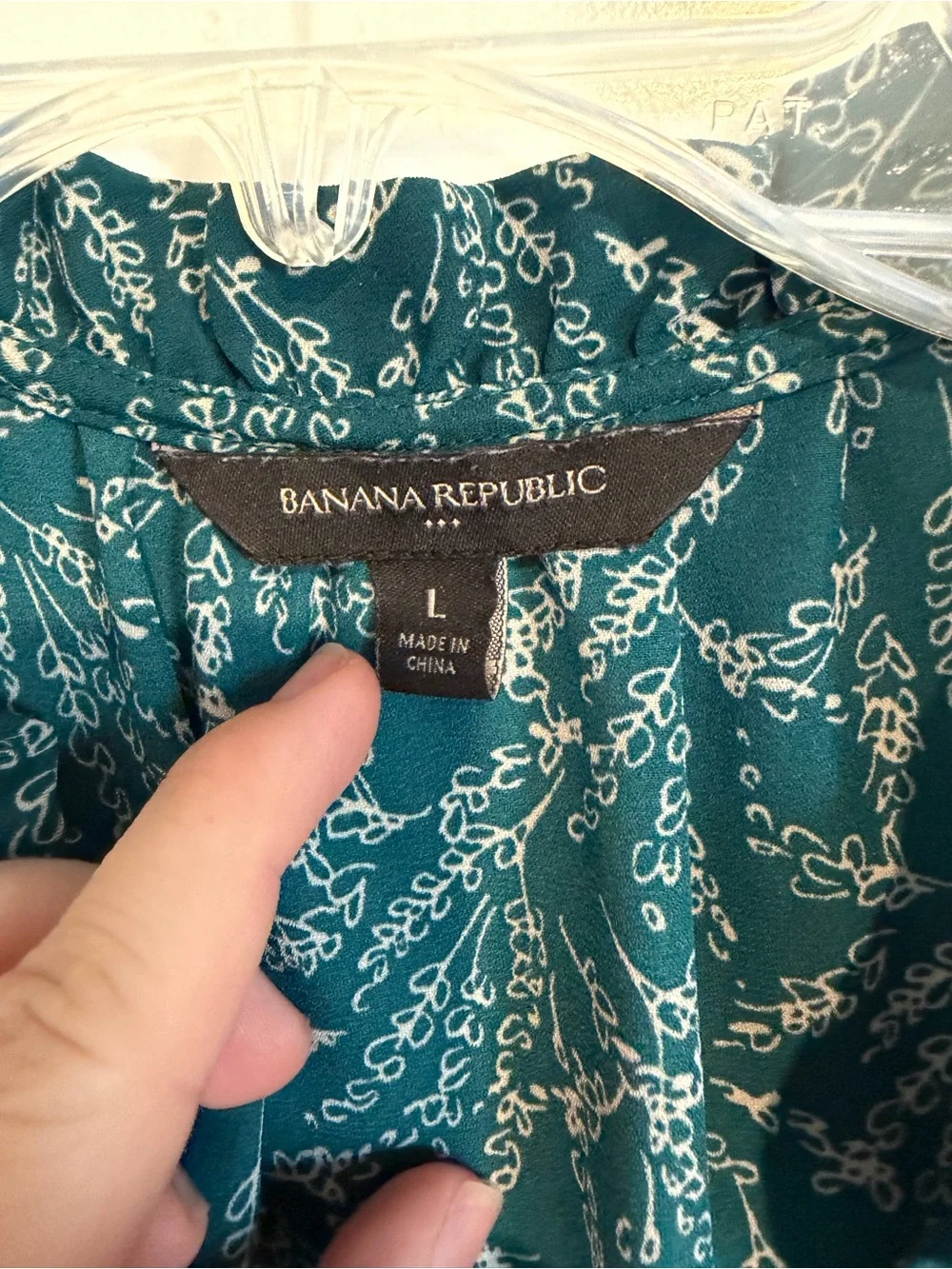 Banana Republic Teal Sleeveless Floral-Print Ruffle-Neck Top